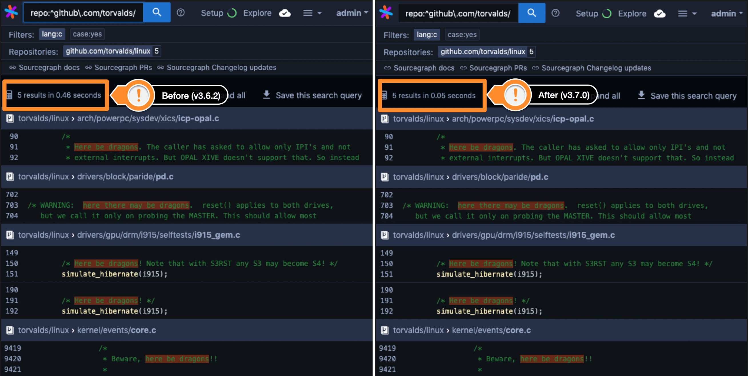 search speed comparison