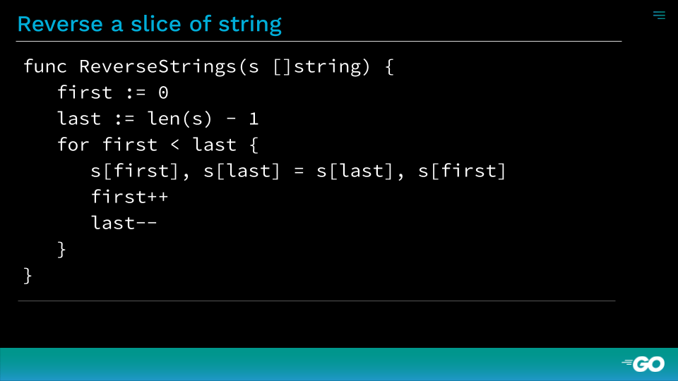 Reversing a slice of strings